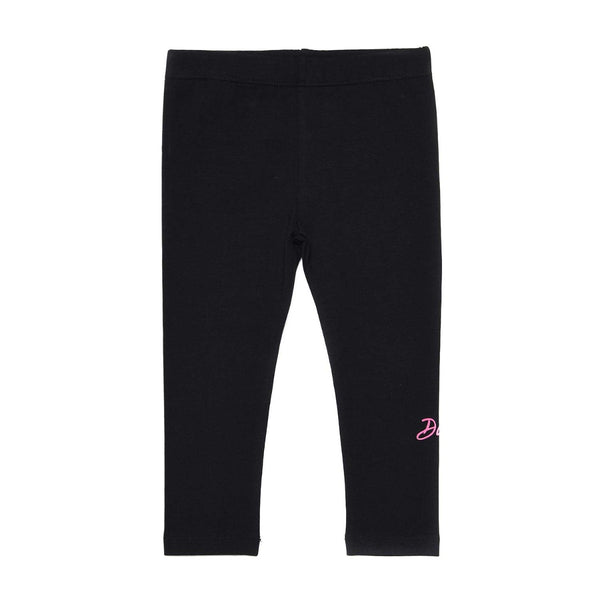 Black Leggings With Pink Logo Print