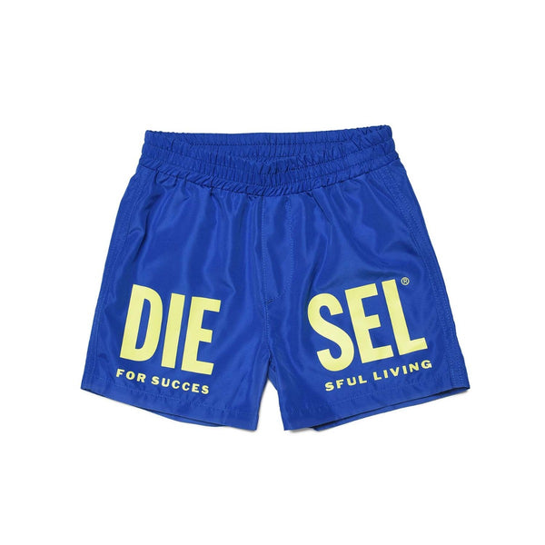 Blue & Yellow Logo Printed Shorts