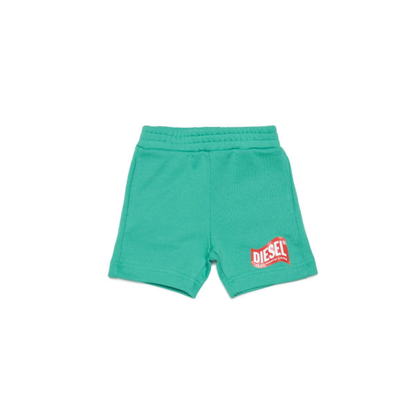 Green Cotton Shorts With Logo In Wave Version