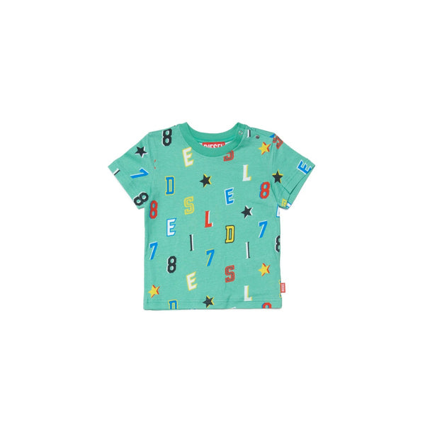 Green T-Shirt In Jersey With Allover Print