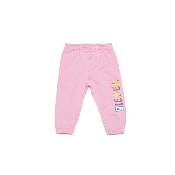 Pastel Pink Plush Pants With Contrasting Logo
