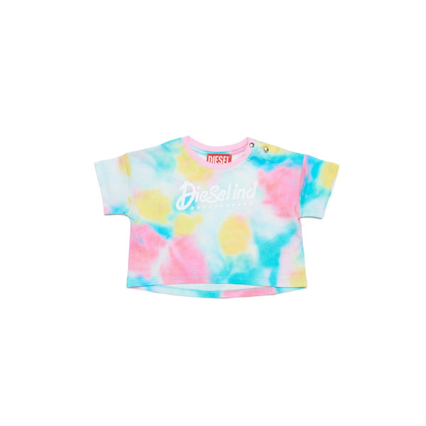 Cropped Jersey T-Shirt With Multicolor Bubble Allover