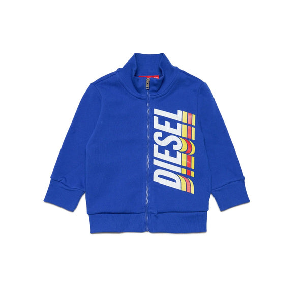 Baby Boys Blue Cotton Terry Sweatshirt With Zip