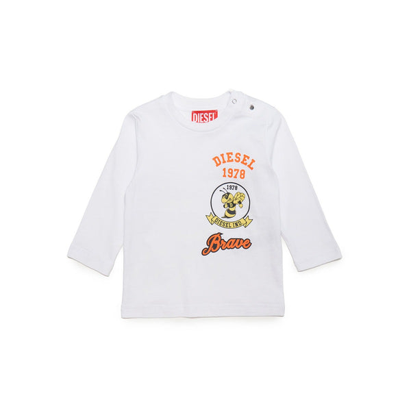 Baby Kids White Bee-Print T-Shirt