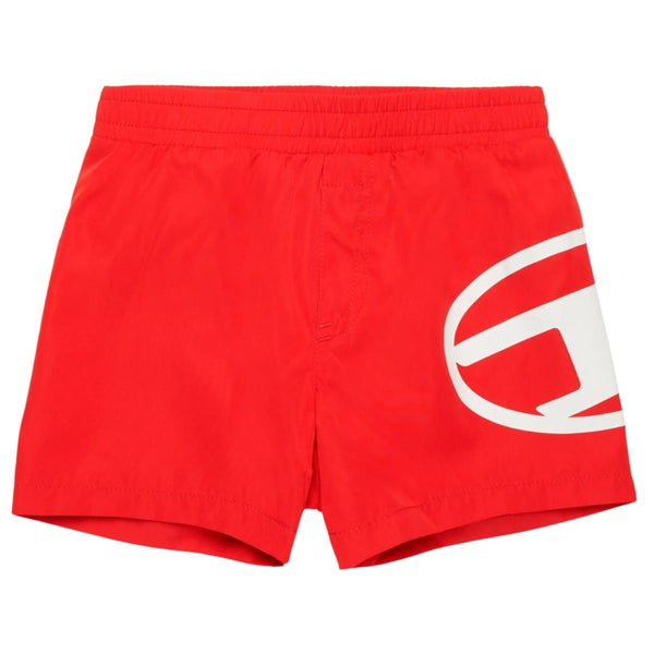 Baby Boys Red Logo-Print Swim Shorts
