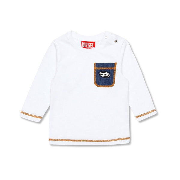 Baby Boys White Logo-Patch Pocket T-shirt