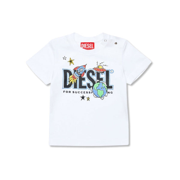 Baby Boys White Logo-Print Cotton T-shirt