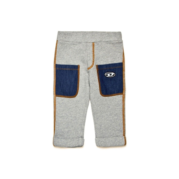 Baby Boys Grey Embroidered-Logo Trouser