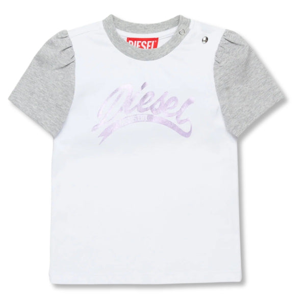 Baby Girls White Diesel Mylar Graphics T-Shirt