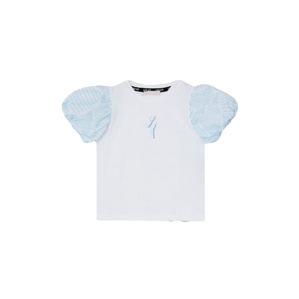 Girls White Cotton Half Sleeves T-Shirt
