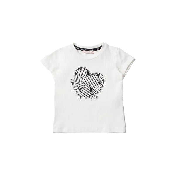 Girls White Cotton Half Sleeves T-Shirt