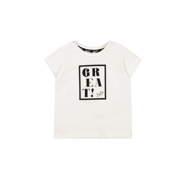 Girls White Cotton T-Shirt