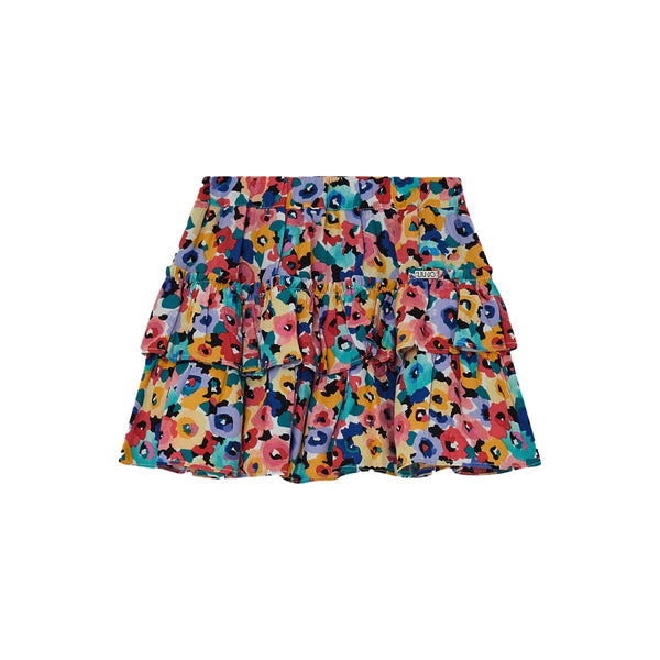 Girls Multicolor Floral Print Skirt