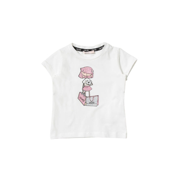 Girls White Cotton T-Shirt
