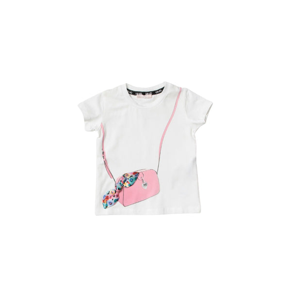 Girls White Cotton T-Shirt