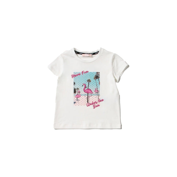Girls White Cotton T-Shirt