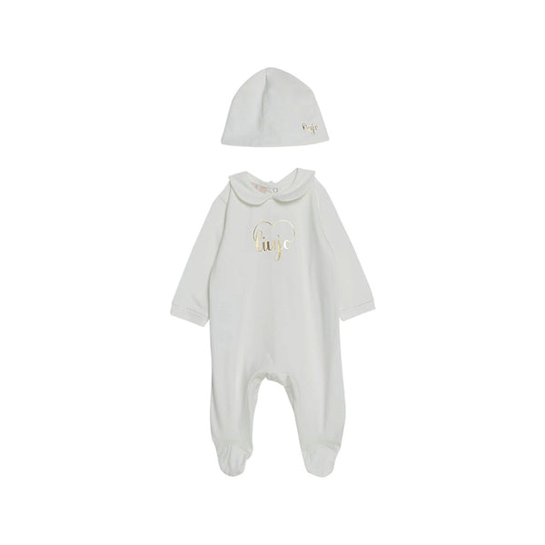 Baby Girls Cotton Logo Romper With Cap