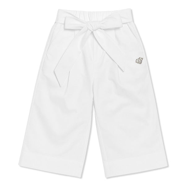Girls White Heart Logo-Patch Trouser