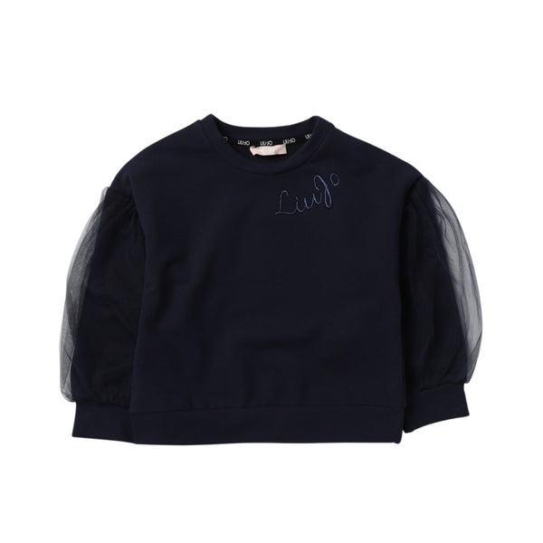 Girls Navy Blue Logo Print Sweatshirt