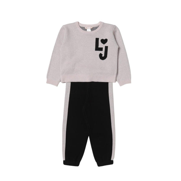 Girls Pink & Black Logo Print Tracksuit