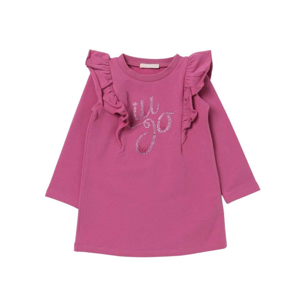 Girls Pink Logo Print Dress