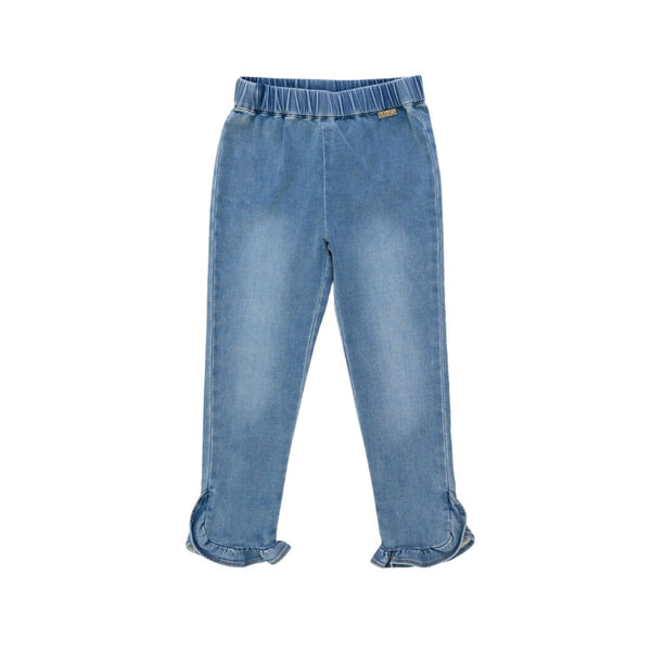 Girls Denim Blue Logo-Patch Jeans
