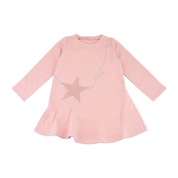 Girls Pink Crystal-Embellished Logo Dress