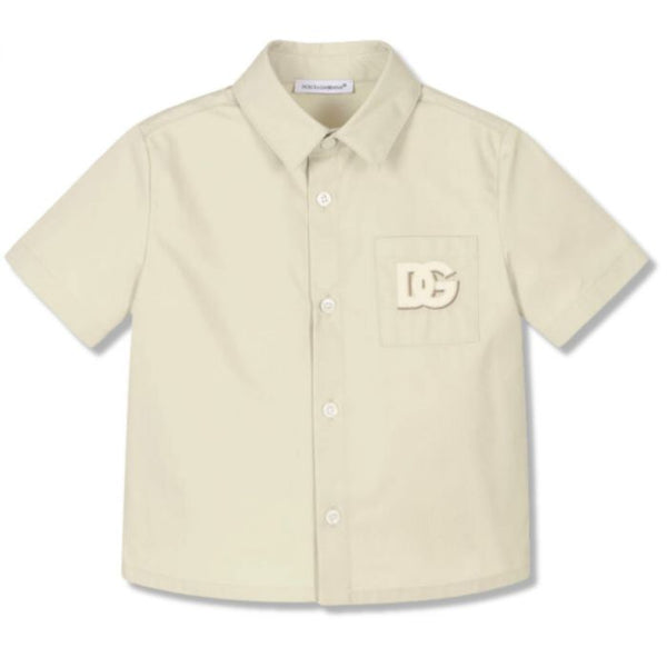 Baby Boys Beige DG Logo Cotton Shirt