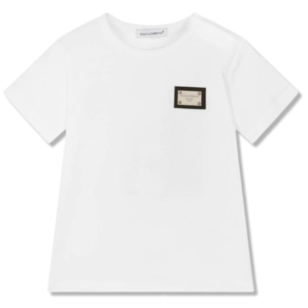 Baby Unisex White T-Shirt With Logo Plaque