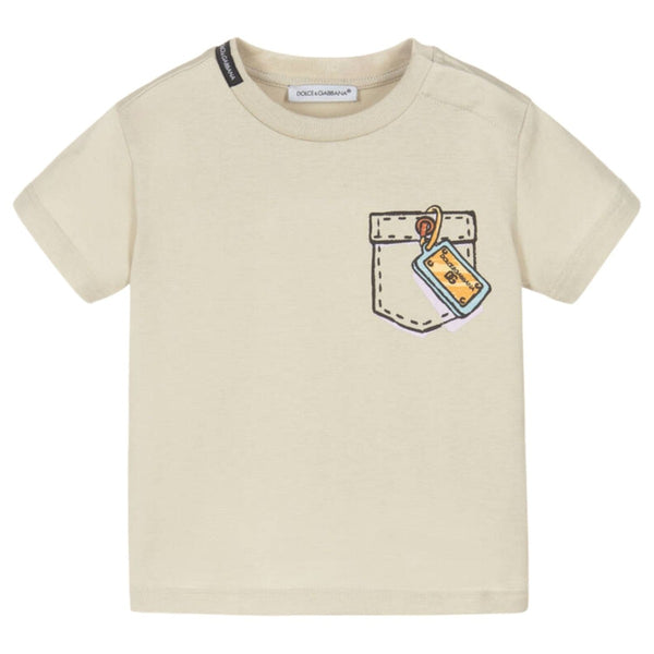 Baby Boys Beige Pocket Detail T-Shirt