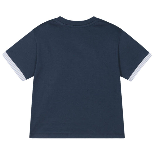 Baby Boys Navy Blue Script Logo Cotton T-Shirt