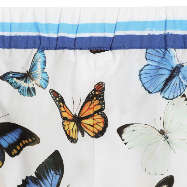 Baby Girls White & Blue Butterfly Shorts