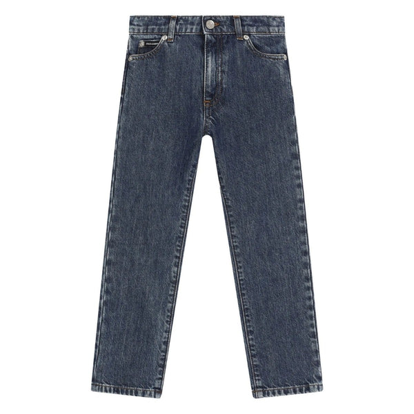 Boys Blue Logo-Plaque Skinny Jeans