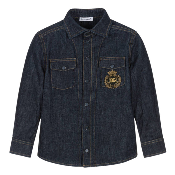 Boys Blue Denim DG Crest Shirt