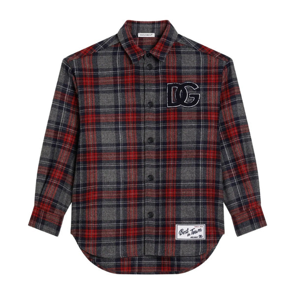 Boys Grey & Red Plaid-Check Shirt