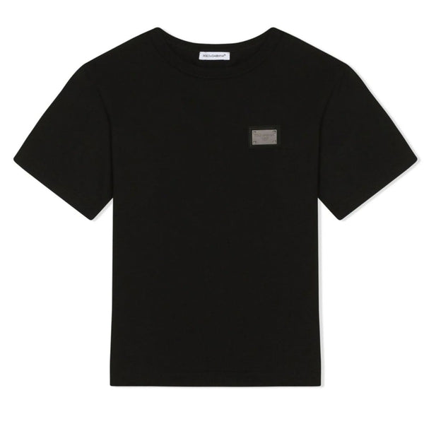 Boys Black Logo-Plaque T-Shirt