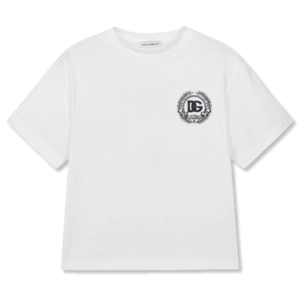 Boys White Logo-Embroidered T-Shirt