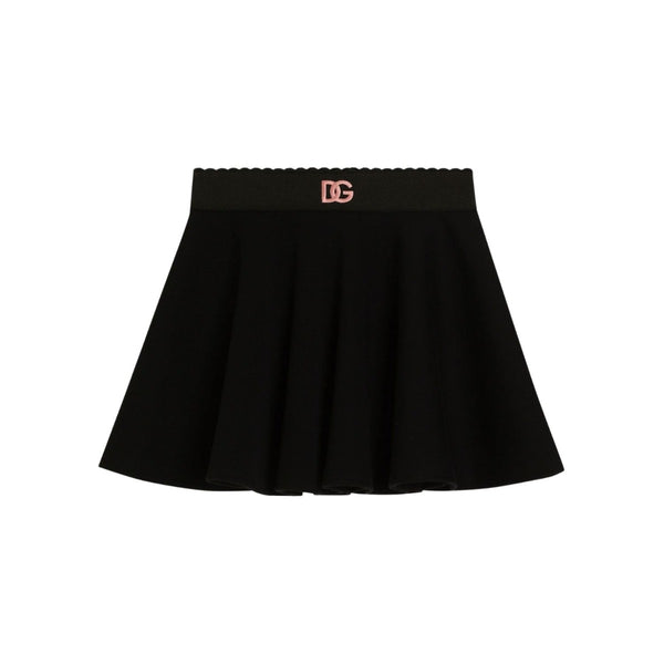 Girls Black Logo-Embroidered Skirt