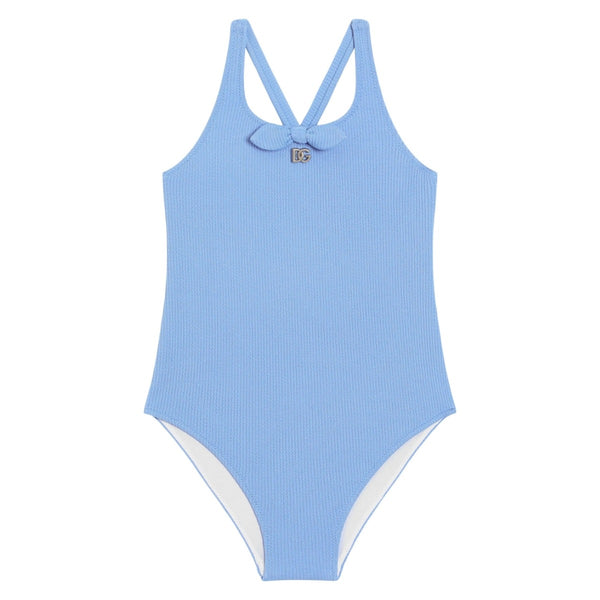 Girls Blue Swimsuit with Bow and DG Logo