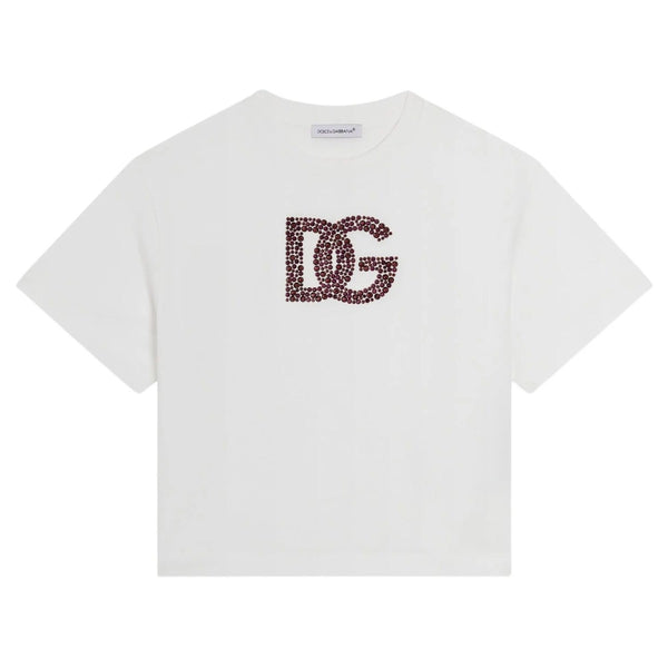 Girls White Logo-Embellished T-Shirt
