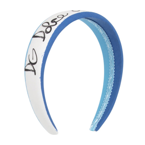 Girls Blue & White Script Logo Hairband