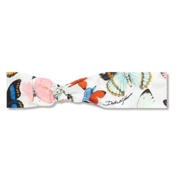 Girls White Cotton Butterfly Headband