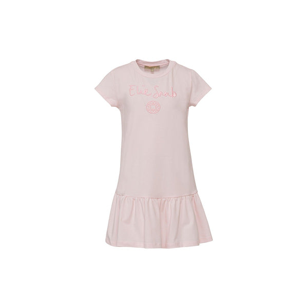 Girls Pink Cotton Short Sleeves Dress