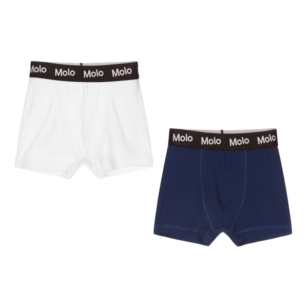 Boys White & Blue Boxers (2 Pack)