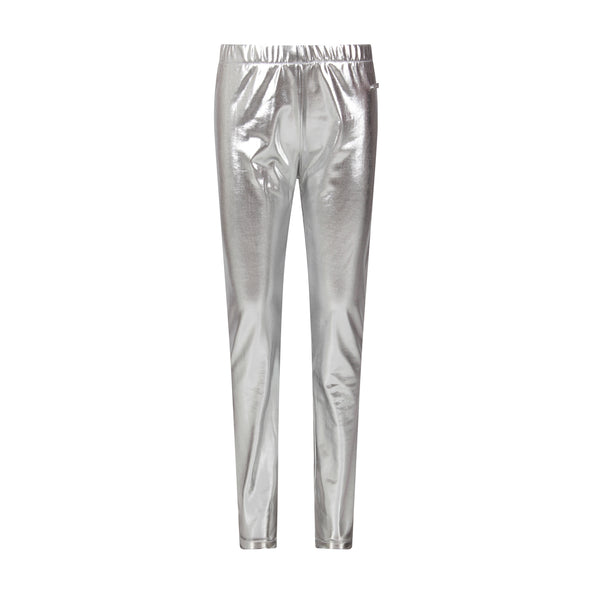 Girls Metallic Silver Leggings
