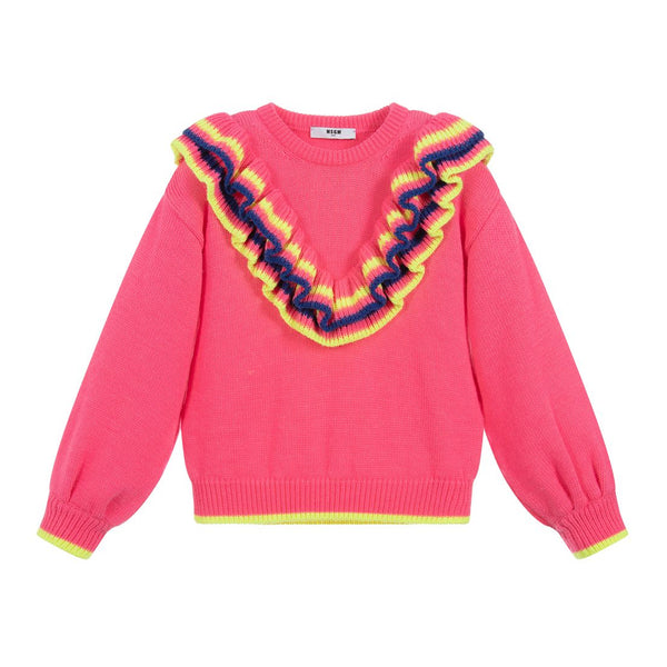 Pink-Colored Knitted Sweater For Girls