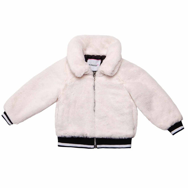Girls Fur White Zip-up Jacket