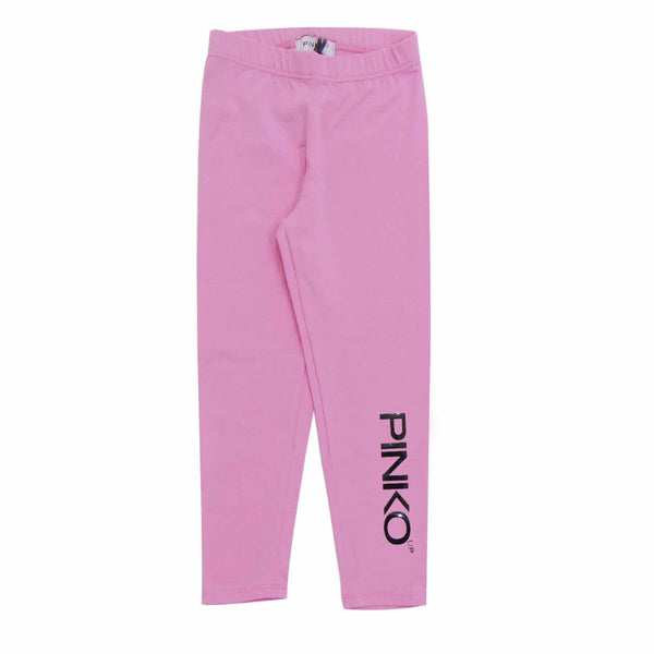 Girls Black Logo Pink Leggings