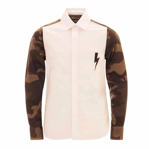 Boys Camouflage Printed Back & Sleeve Shirt