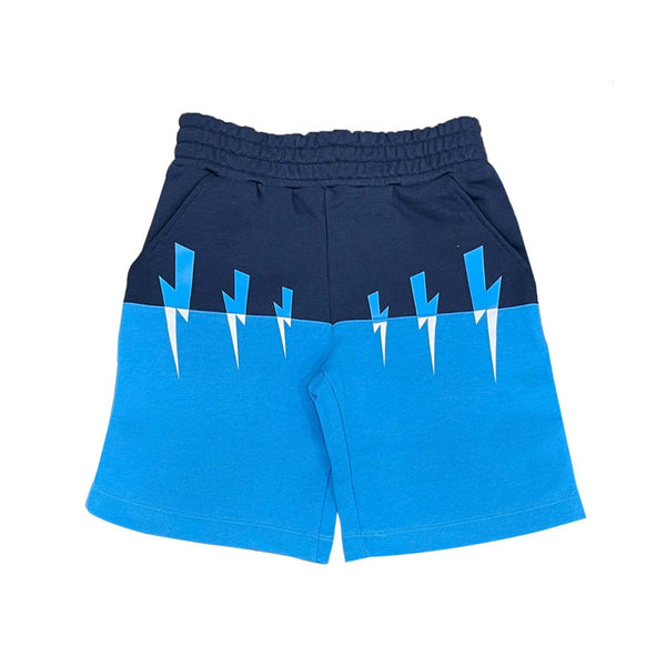 Boys Two-Tone Color Block Lightning Bolt Shorts